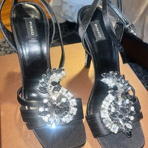 Pinko Black Embellished Women's Sandals